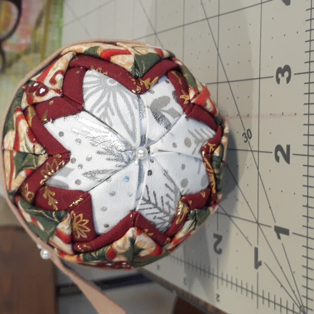 #19 Quilted Handmade Christmas Ornament Approx 3.5"x3.5".